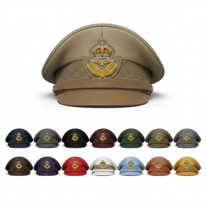 2026 New Hot Selling All Season Formal Classic Customized Hand Made Embroidery Adjustable Uniform Accessory Wool Peak Caps - Product Image 1