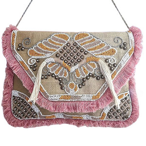 Bolso de Mano Casual Duradero con Asa de Cuentas Multicolor y Cristales de Lujo Hechos a Mano en India, Estilo Local - Product Image 1