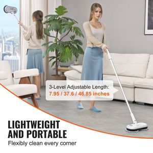 Mocio elettrico Cordless da 70 minuti potente batteria doppia testine Mop 4 pastiglie in microfibra 2 tappetini Scrubber da pavimento per - Product Image 6