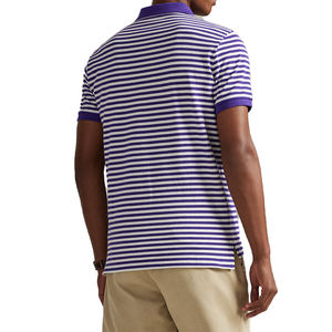 New Wholesale <b>Men's</b> Striped Mesh Polo <b>Shirt</b> Classic Fit OEM Breathable Casual Short Sleeve Reinforced Stitching Ribbed Cuff Top - Product Image 2