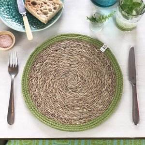 Wholesale Handwoven Seagrass Placemat 5mm Thick Eco-Friendly Boho <b>Table</b> Mats for Dining <b>Table</b> Kitchen Home Decor - Product Image 2