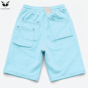 Buen Proveedor con Logotipo Propio, Pantalones Cortos de Forro Polar de Algodón Ligeros para Hombre, Color Azul Claro, Nuevo y Moderno, Ajuste Cómodo con Bolsillos Laterales - Product Image 2