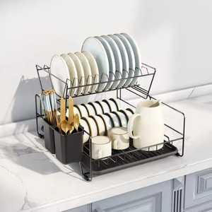 Single Tier Metal Dish Drying <b>Rack</b> with Removable Drain Board and Utensil Cup Holder Compact <b>Kitchen</b> Counter Dish Drainer - Product Image 3