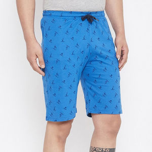 Shorts décontractés confortables en coton tricoté à 100 % avec taille élastique, respirants et imprimés pour hommes - Product Image 2