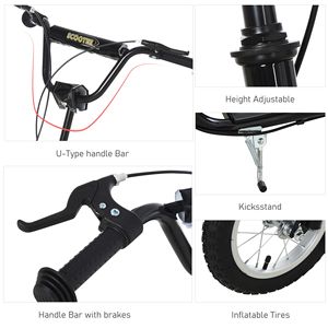 Monopattino per Ragazzi con Ruote Gonfiabili Nere da 12 Pollici e Doppi Freni per Età 5+ - Product Image 5