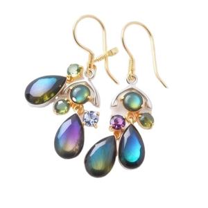 Boucles d'oreilles en argent sterling 925 de luxe Offre Spéciale pour femmes faites à la main avec des pierres précieuses de labraorite Design élégant - Product Image 1