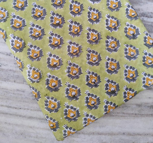 Olive Buti Hand Block Print Cotton Fabric Small Floral Indian Dress <b>Material</b> <b>Sewing</b> Fabric Wholesale - Product Image 2