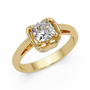 Bague de fiançailles élégante en or pur 14 carats avec diamant de laboratoire taille coussin, pour mariage, design de bijoux fins sur mesure - Product Image 2