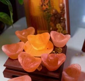 Lámpara de Sal Rosa del Himalaya en Forma de Barco/Lingote, Luz Nocturna USB Regulable, Luz de Sal Natural para Dormitorio, Oficina, Decoración Feng Shui - Product Image 2