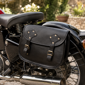 Sacoche de guidon en cuir noir vintage pour vélo, sacoche latérale de rangement, bagage de tourisme, accessoire de cruiser, fermeture éclair, léger, capacité 4L - Product Image 1