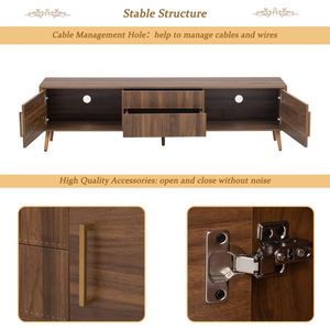 Mueble para TV de Estilo Mid-Century con 2 Cajones, Mesa Consola para TV de hasta 80 Pulgadas, Centro de Entretenimiento con Almacenamiento para Sala de Estar - Product Image 4