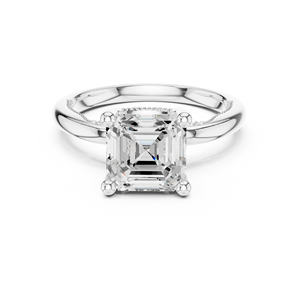 แหวนทองคำขาว 14K คุณภาพสูง ประดับเพชรทรง Asscher แบบสี่ขา ฝังเพชรเพาะเลี้ยงในห้องปฏิบัติการ ได้รับการรับรองจาก GRA แหวนคลาสสิกสำหรับสาวๆ - Product Image 3