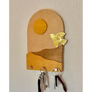 Porta Llaves de Madera Resistente con Acabado Natural Ecológico, Organizador de Pared para Llaves y Correo - Product Image 5