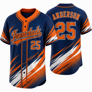 Personalized <b>Button</b> Front Baseball Jersey Mens Breathable Quickdry Soft Interlock Custom Artwork Summer Season Factory Wholesale - Product Image 3