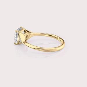 IGI Certified Cushion Cut Lab Created Diamond Engagement <b>Ring</b> 14K Rose / White & Yellow Gold Pavé Accent <b>Ring</b> - Product Image 4
