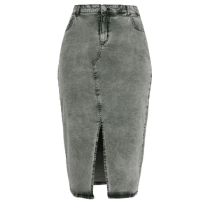 Vente en gros de jupes en jean pour femmes grande taille personnalisables, échantillon de tissu gratuit, meilleure qualité - Product Image 1