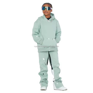 Unisex Premium Quality Cotton Fleece Pullover Hoodie Trouser <b>Set</b> Winter Sports Breathable Solid Jogging Tracksuit - Product Image 5
