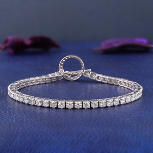 Rudakiya <b>Brothers</b> Factory Stock Unisex Hip Hop Iced 14K Solid White Gold Lab Grown VVS Brilliant Cut Diamond IGI Bracelet - Product Image 2