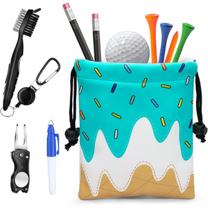 Pochette de golf en cuir artisanal avec porte-tee, offrant un rangement organisé et une construction en cuir pleine fleur durable à prix abordable - Product Image 1