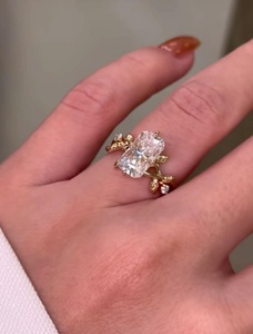 New Collection 3.02CT Radiant Cut Diamond Unique <b>Branch</b> Band Rings Lab Grown 10K Yellow Gold for Women's Wedding Surprise Gift - Product Image 5