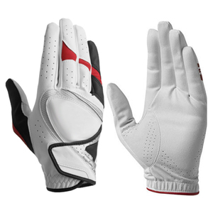 <b>Top</b> Trendy Golf Gloves Full Finger Genuine Leather Non Slip Breathable Unisex White Black <b>Red</b> Right Hand Sports Glove - Product Image 1