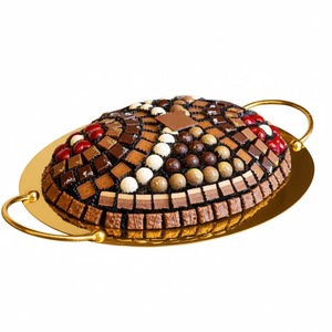 Bandeja ovalada de metal plateado de calidad deluxe para servir chocolate, con asas florales, de acero inoxidable, para dulces y postres, ideal para fiestas. - Product Image 4