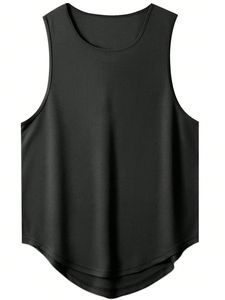 <b>Black</b> <b>Men's</b> Sporty Crew Neck Tank Top <b>Tie</b>-Dye Sports Vest Quick Dry Breathable Knitted 100% Polyester Workout Gym Running Shirt - Product Image 1