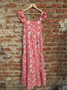 Vestido Largo Indio 100% Algodón Estampado a Mano con Cuello Cuadrado y Bordado Floral, Estilo Casual, Vestido Maxi Largo - Product Image 4