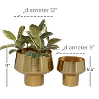Ensemble de 2 vases en fer MDI, élégants, luxueux, modernes, classiques, uniques, attrayants, plaqués or, pour plantes, vases de sol, décoration de mariage et de maison
