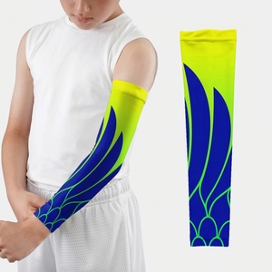 Manches de bras trois-quarts pour hommes, imprimées, motif bleu vert, polyester, protection solaire UPF50+ - Product Image 2