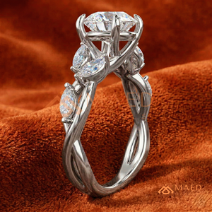 925 Sterling Silver Round Cut Moissanite Engagement Ring Leaf Vine Wedding Ring Luxury Bridal Jewelry USA <b>Gift</b> for Women - Product Image 2