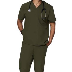 Elegante Uniforme Clínico Antibacteriano y Flexible para Personal de Enfermería, Ropa de Trabajo de Tela Suave para Hombres - Product Image 1