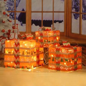 Lot de 3 guirlandes lumineuses de Noël à 60 ampoules avec nœuds en lin, prises standard US, pour jardin, coffret cadeau, décoration - Product Image 4