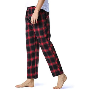 Eco-Friendly Canvas Flannel Trousers Pajama <b>Men's</b> Casual Sleepwear Mid Drawstring Straight Design Lightweight flannel trouser - Product Image 3