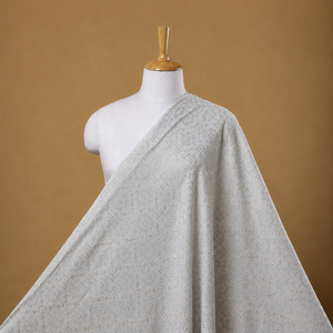 Grey Embroidered Organza Sari Fabric With <b>Sequin</b> Details For Women Party Wear Designer Garments Bridal Wear - Product Image 2