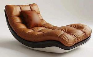 Chaise longue moderne en cuir durable avec rembourrage en mousse, siège individuel, mobilier de luxe pour salon et hôtel - Product Image 5
