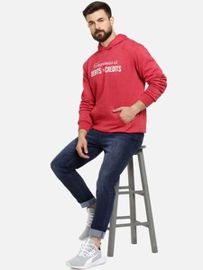 Sudadera con Capucha Roja para Hombre, Corte Regular, Informal, de Algodón Tejido, con Bolsillo, Diseño con Letras Estampadas en la Parte Delantera, para Otoño - Product Image 2
