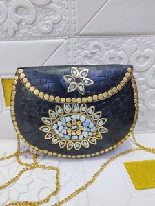 Craftstages International Handmade Stylish Metal Mosaic Luxury Evening <b>Clutch</b> <b>Bag</b> for Ladies' Wedding Party Stone Pattern - Product Image 1