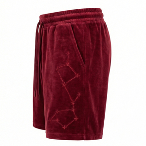 Shorts cargo en velours bleu marine de luxe pour hommes, avec étoile en strass, respirants, écologiques, vêtements urbains, Maluza Industries - Product Image 4