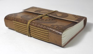 Handmade Custom Travel <b>Diary</b> With Debossed Design Stone <b>Work</b> Matching Cotton Strings Genuine Leather Journal - Product Image 2