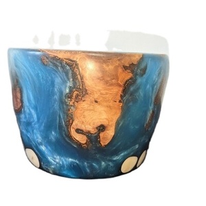 Bol d'affichage à dessert classique en résine polie de qualité supérieure avec doublure dorée couleur personnalisée pour les cérémonies de mariage décor de fête d'hôtel - Product Image 3