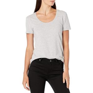 T-shirt femme uni à bas prix, 100% coton, taille adulte, coupe ajustée, manches courtes, décontracté - Product Image 4