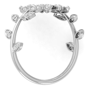 Designer Leaf Diamond Gold Engagement <b>Ring</b> Fine Jewelry 18k Solid Gold Leaf Style Jewelry Latest <b>Fashion</b> Open <b>Rings</b> <b>for</b> <b>Women</b> - Product Image 4