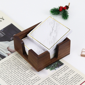 Brown Wooden Modern Design Sticky Notes Memo Pads Holder Office Supplies Organizer with <b>Large</b> <b>Desk</b> Pad Stationary Accessories - Product Image 4