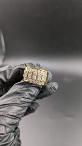 Moissanite Cluster <b>for</b> <b>Men</b> 925 <b>Silver</b> Yellow Gold Finish Look <b>Ring</b> Luxury Wedding Band Hip Hop Diamond Jewelry <b>for</b> <b>Men's</b> - Product Image 4