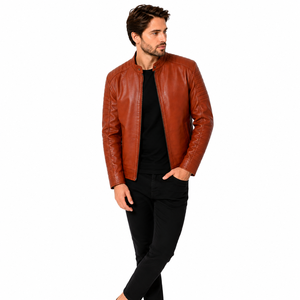 Mens Leather Jacket Durable Outer Panels Soft Lining Stand Secure Zipper <b>Comfortable</b> Fit Daily Wear <b>City</b> Windproof Breathable - Product Image 6
