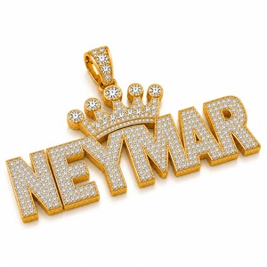 Luxury Custom Football Crown Pendant 18K Yellow Gold Lab Grown Diamond Number 10 Iced Out Sports Necklace Wholesale - Product Image 6