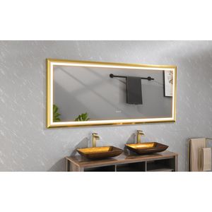 Specchio da Bagno a LED da Parete 84 x 48 Pollici con Cornice in Alluminio, Antiappannamento, Memoria, 3 Colori, Dimmerabile a Regolazione Continua - Product Image 1