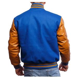 Chaqueta Varsity de Lana Transpirable para Hombre de Alta Calidad con Mangas de Cuero y Cuello Mao, Servicio OEM, Chaqueta Letterman al por Mayor - Product Image 5