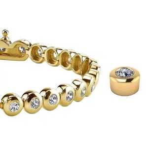 Customized Round Shape Lab Grown Diamond Tennis Bracelet Bezel Setting 18K Yellow Gold Diamond Bracelet for Both <b>Men</b> and Women - Product Image 3